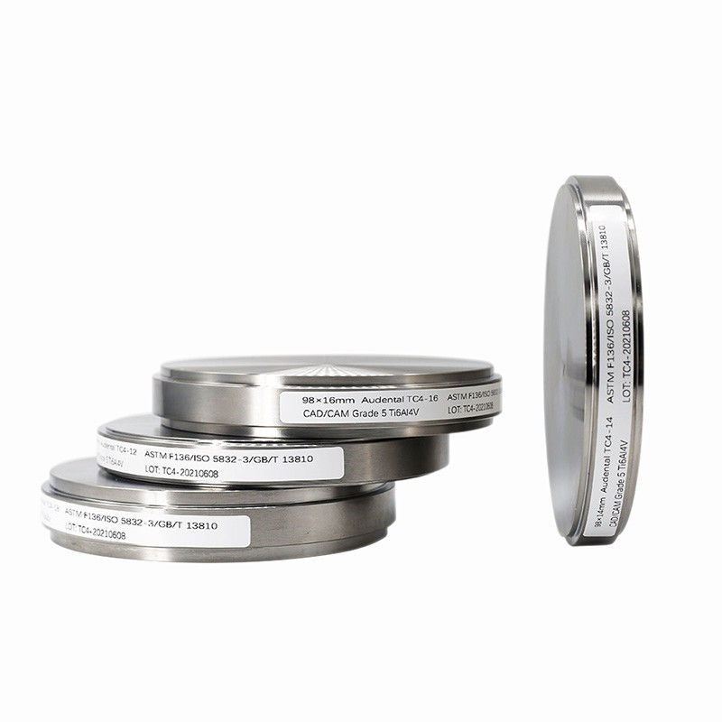98mm Gr5 Gr2 Ti مواد الزرع الفارغة CAD CAM طحن الأسنان الأسنان القرص التيتانيوم