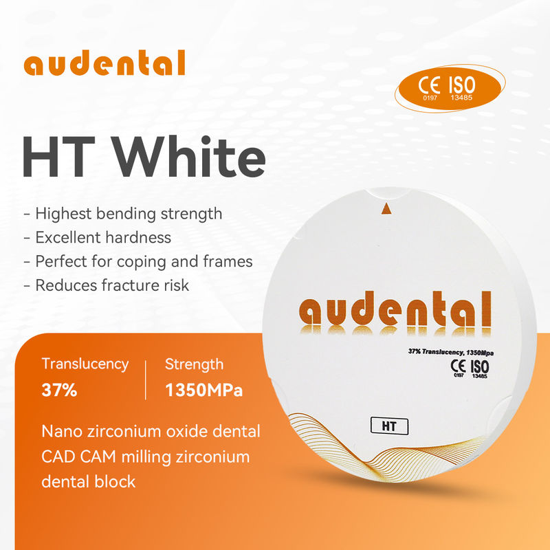 الصلبة العالية الأسنان زيركونيا كتلة Audental HT / DHT أبيض 1350MPa للأسنان الكاملة