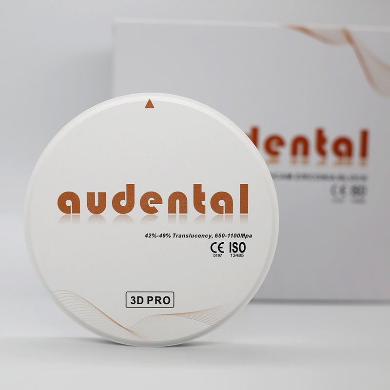 Audental 3d Pro Zirconia Block 1200Mpa 98mm نظام CAD CAM مواد مختبر الأسنان 10-30mm للتاج الداخلي