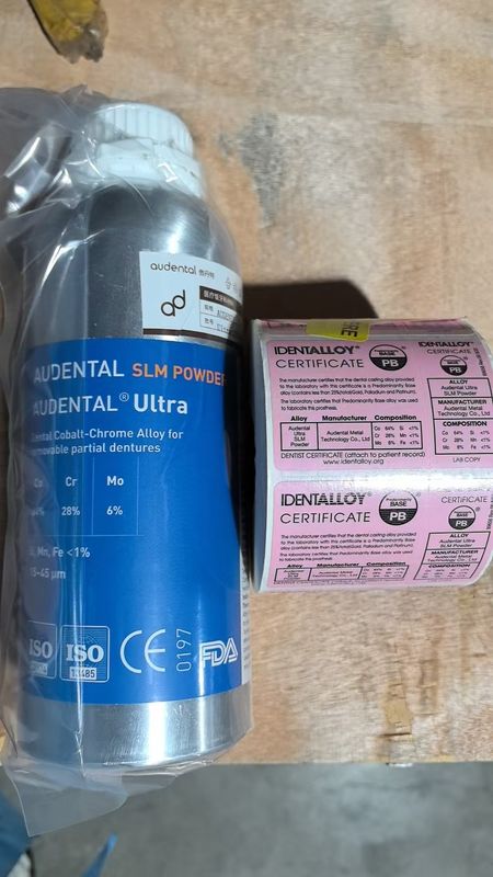 Audental Ultra SLM Powder/CoCrMo/CE,FDA,IdentAlloy/طباعة معدنية ثلاثية الأبعاد للأسنان