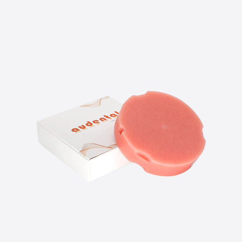 مواد طحن مختبر الأسنان اللون الوردي-A2 PMMA كتلة للأسنان الكاملة 98mm/95mm الحجم والشكل