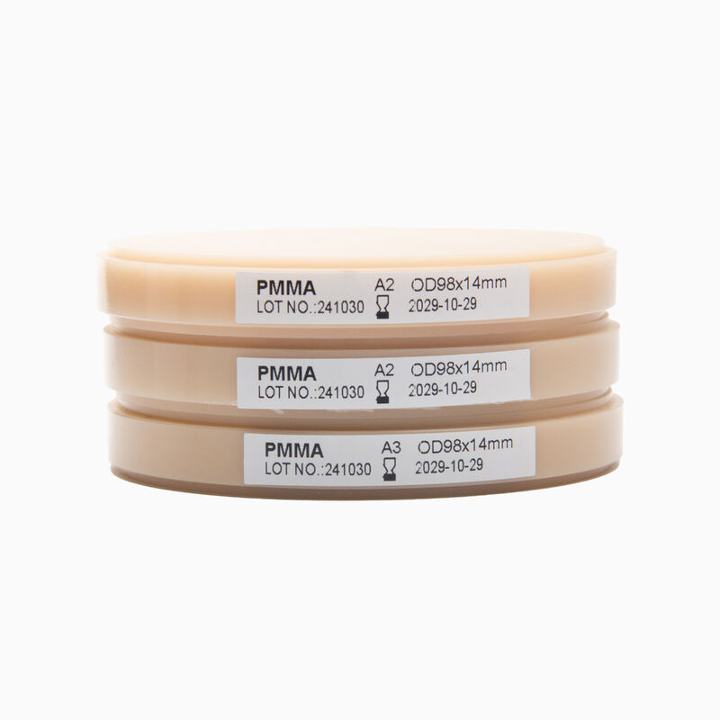 الأسنان Pmma Block Pink A2 ظل بأبعاد 98mm و 95mm مثالية للطحن التاج المؤقت الجسور والأسنان الكاملة