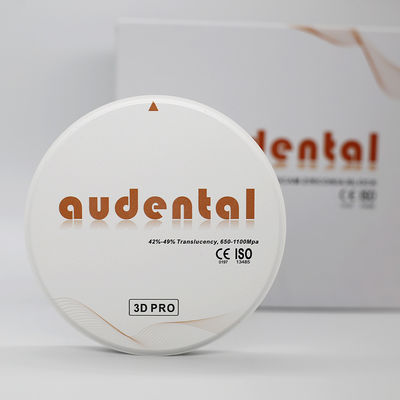 Audental 3d Pro Zirconia Block 1200Mpa 98mm نظام CAD CAM مواد مختبر الأسنان 10-30mm للتاج الداخلي